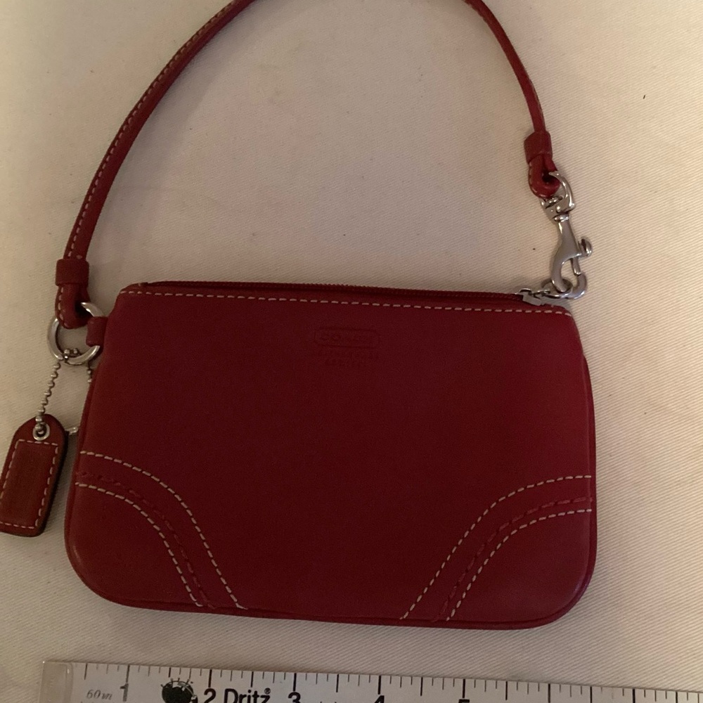 Coach Cherry Red Leather Wristlet